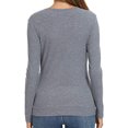 thumbnail image 5 of Women Wrap Front Side Buttons Long Sleeve V Neck Plain Shirt, 5 of 5
