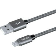 i.Sound ISOUND-5934 Heavy-Duty Braided Charge & Sync USB Cable with Lightning Connector, 10ft (Silver)