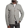 thumbnail image 2 of Maoxin Men's Jacket Men's Fashion Casual Trend Woolen-breasted Solid Color Long-sleeved Hoodless Casual Coat/jacket Gray L, 2 of 7