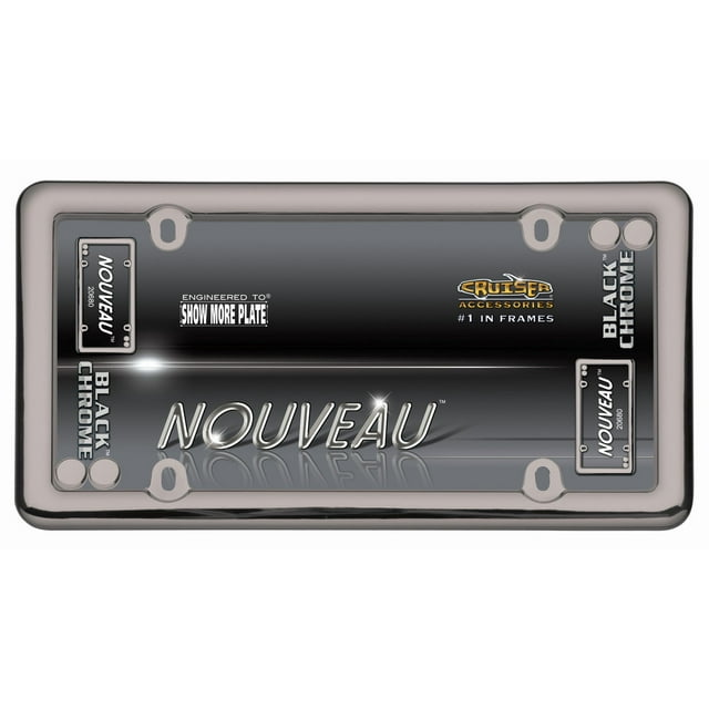 Cruiser License Plate Frame 20680 Nouveau; Without Design; Black Chrome; Die Cast Zinc