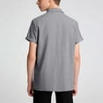 thumbnail image 4 of Fancifize Girls Boys Vintage Shirts Button Down Short Sleeve Tops with Cargo Pockets Casual Cotton Linen Athletic Quick Dry Outwear for Kids, 4 of 5