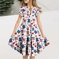 thumbnail image 2 of Odeerbi Niñas Día de La Independencia A-Línea Vestido Acampanado Verano Patriótico Estrella Raya Cuello Redondo Vestido Casual Con Bolsillos, 2 of 7