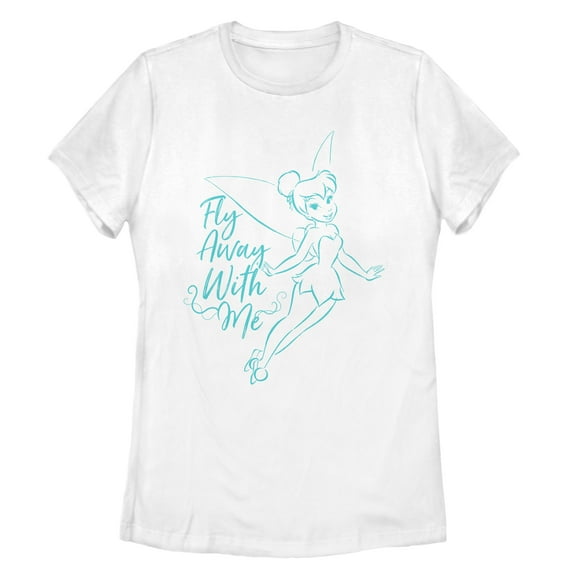 Women's Peter Pan Tinker Bell Fly Away Graphic Tee White 2X Large