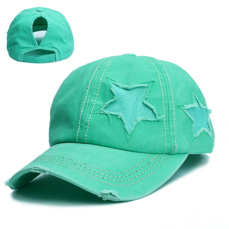 2DXuixsh Floppy Hat Beach Women Cowboy Star Printing Sun All Baseball Hat  Beach Hats for Women Large Head Hats for Men Women Baseball Cap Mint Green  One Size 