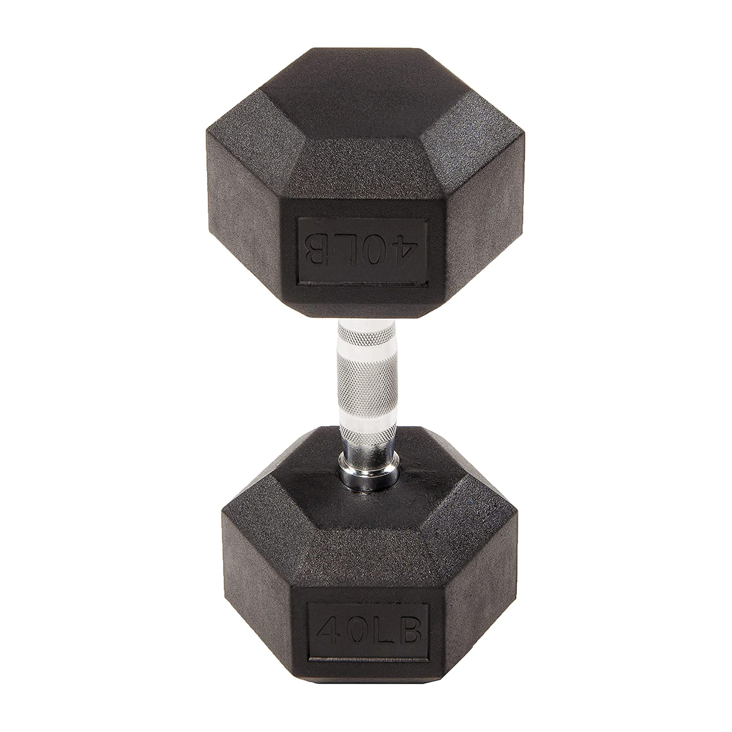 Sporzon! Exercise Equipment Rubber Encased Hexagon Handheld Weight Dumbbells with Contoured Non Slip Handles for Home Fitness, Single 40 Pounds