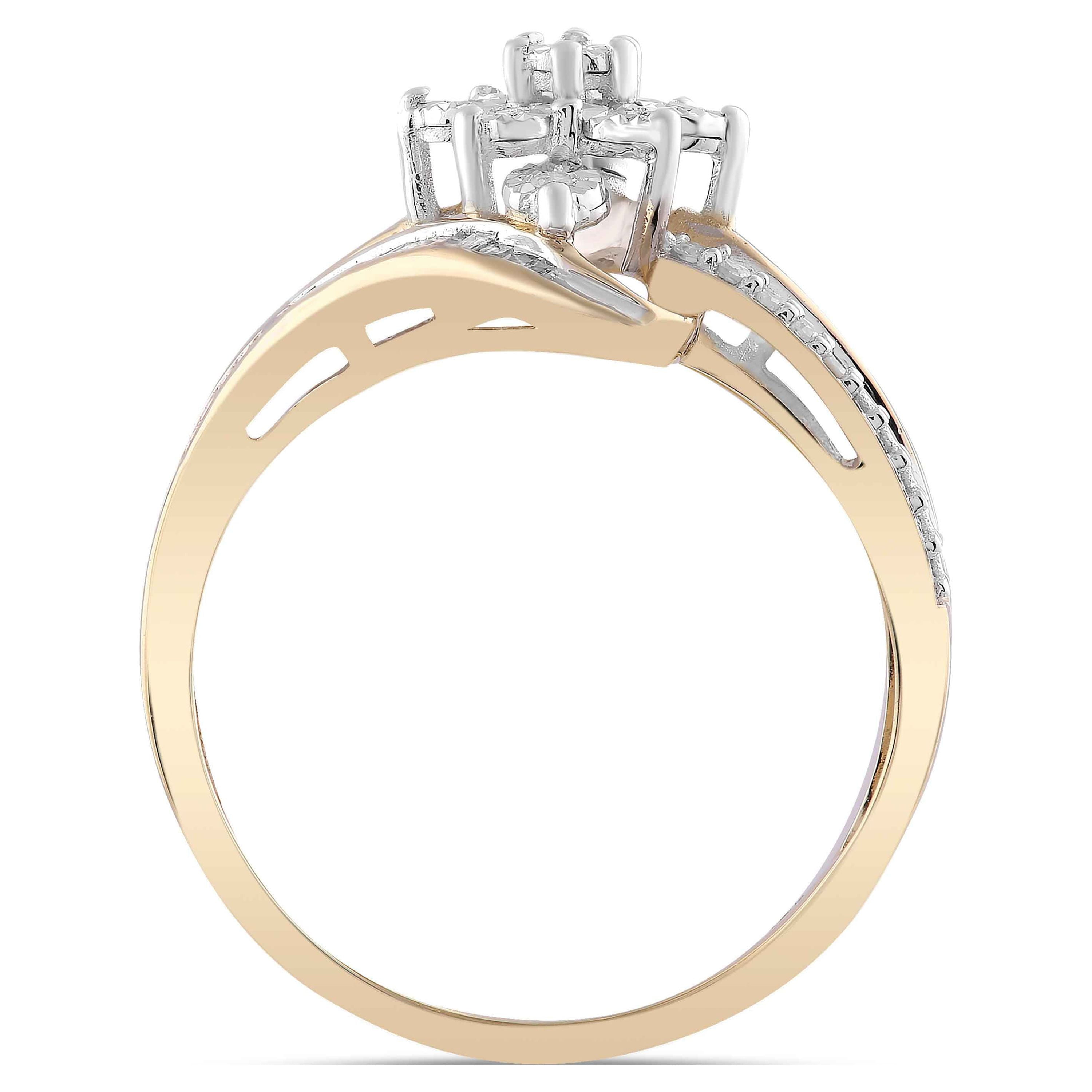 Brilliance Fine Jewelry 1/5 CTTW Diamond Bypass Fashion Ring in 10K Yellow Gold