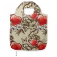 thumbnail image 1 of Love Reusable Portable Bag, Pattern Valentine's Day with Flowers and Butterfly Holiday Love Antiquity Vintage, Fabric Market Bag Sturdy Easy to Clean Foldable Slim, Beige Brown Red, by Ambesonne, 1 of 4