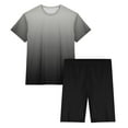 thumbnail image 4 of Sakmal Womens Pajamas Sets Shorts Pant Elbow-Length Gray Loose Fit Comfy Gradient Plus Size Sleepwear, 4 of 5