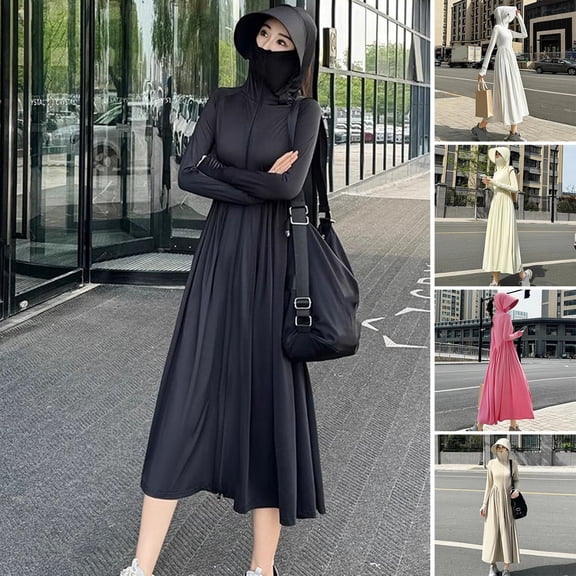 ZenCart Sunscreen Jacket Women Loose Fit Full Body Sun Protection Clothing Solid Color Zipper Closure Versatile Outdoor Wear