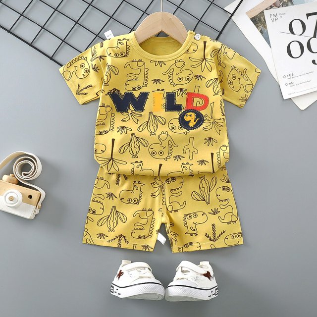 2023 Baby Boys Clothing Sets Summer Short Sleeve Cotton kids set 2Pcs leisure Mickey Mouse baby girls clothes18M Gao Jinjia LED