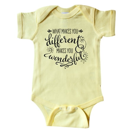 

Inktastic What Makes You Different Makes You Wonderful in Black Gift Baby Boy or Baby Girl Bodysuit