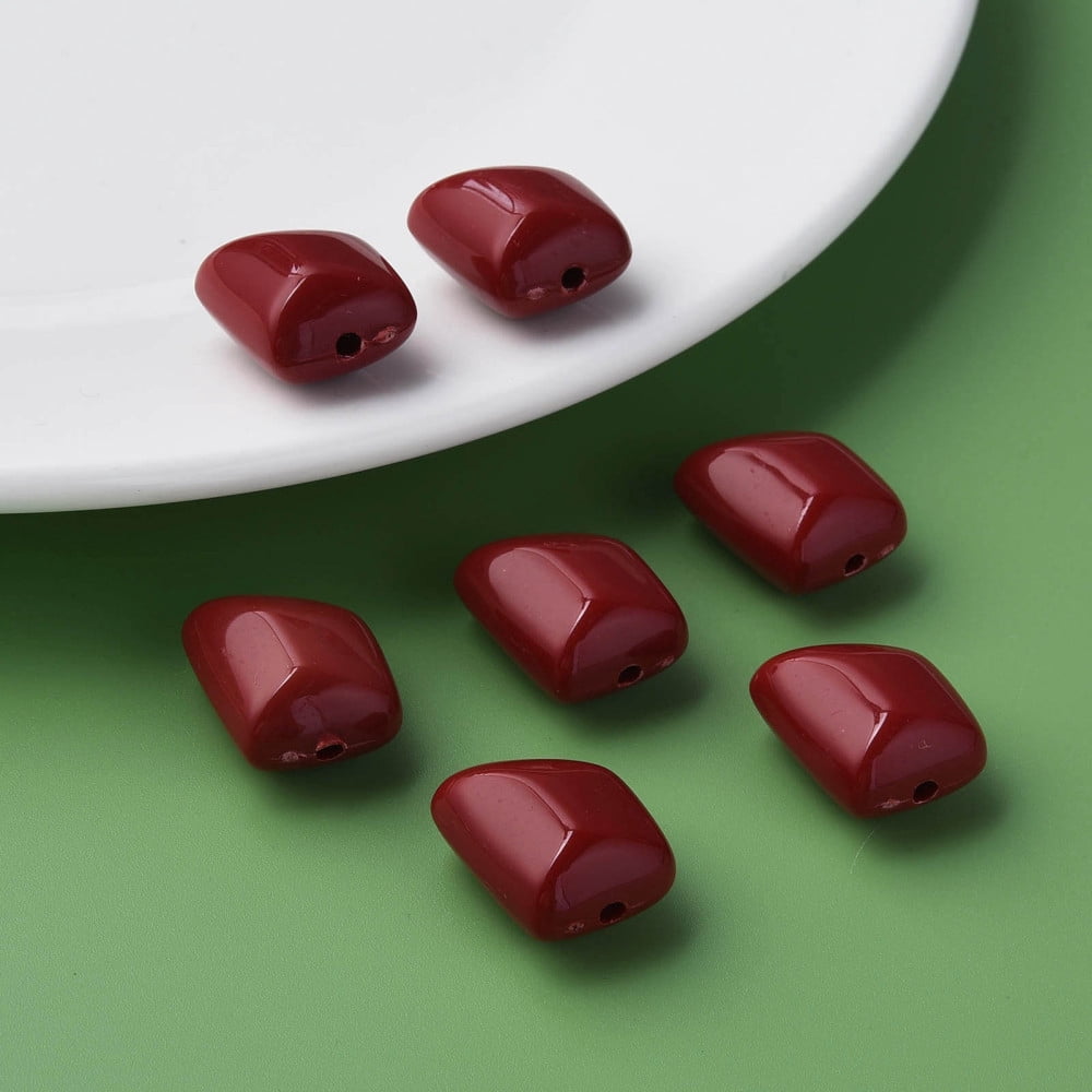 Opaque Acrylic Beads Polygon Dark Red 17.5x15.5x11mm Hole: 2mm about 230pcs/500g