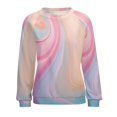 thumbnail image 7 of Colorful Marble Pattern Women's Floral Printed Sweatshirt Long Sleeve Crewneck Casual Loose Vintage Graphic Pullover Tops, 7 of 7