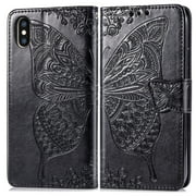 iPhone Xr Case, iPhone Xr Wallet Folio Case Magnetic Closure RFID Blocking Card Slots Kickstand Shockproof Absorption Double Protection Case for Apple iPhone Xr, Black