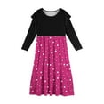 thumbnail image 5 of Abcomgle Girls Long Dresses 10-12 Casual Patchwork Ruffle Long Sleeve Girls Long Dresses Polka Dot Crew Neck Sundresses Summer Tiered Dresses with Pockets,11-12 Years Hot Pink, 5 of 5