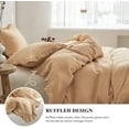 thumbnail image 3 of 100% Linen Duvet Cover Set, 3 PCS Natural French Flax Sand Ruffle Duvet Cover Full Size, Breathable Comfy Linen Bedding Comforter Cover with 2 Pillowcases (Sand, 78" X 86"), 3 of 9