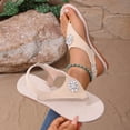 thumbnail image 3 of Xucatan Women's Rhinestone Thong Sandals, Crystal Flower Toe Post Footwear, Adjustable Slingback Flat Heels, Plus Size Casual Beach Shoes Gift, 3 of 9