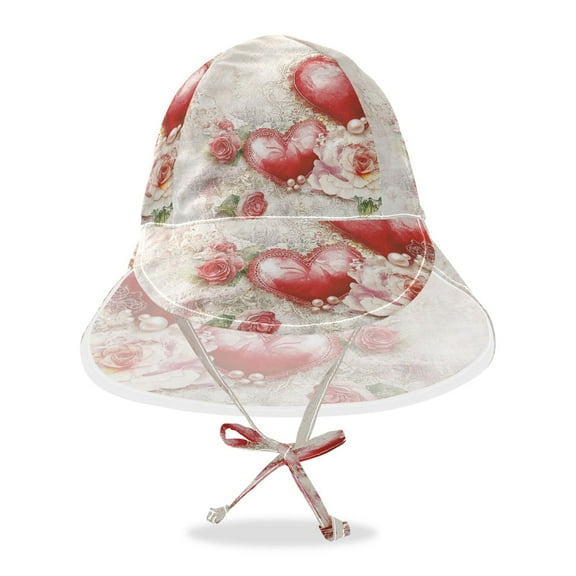 YAZAOO Sun Hat Wide Baby Summer Sun Protection Valentines Day Painting Printed Hat