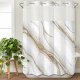thumbnail image 3 of White Golden Marble No Hook Shower Curtain Waterproof, Bathroom Curtains with Snap in Liners and See Through Top Window, Modern Abstract Art Marble Crack Hotel Style Bathtub Curtains Shower 48"Wx72"L, 3 of 8