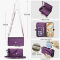 thumbnail image 4 of For Google Pixel 8A Crossbody Wallet Phone Case,Magnetic Detachable Flip,With Shoulder Strap&Wrist Strap,Zipper Pocket,Card&Cash Slots,PU Leather Shockproof Rugged Phone Case,Purple, 4 of 9
