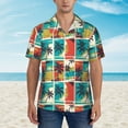 thumbnail image 2 of Vsdgher Colorful Hawaii Palms Print Men's Hawaiian Shirts Button Down Tropical Holiday Beach Shirts Vacation Clothes,XX-Large, 2 of 7