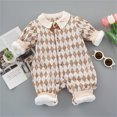 thumbnail image 3 of Baby Bodysuit Baby Cotton Jumpsuit Baby Clamshell Clothes Outside Cotton Clothing Autumn and Winter New Handsome Clothes for Boys and Girls Khaki, 8-12 Months, 3 of 3