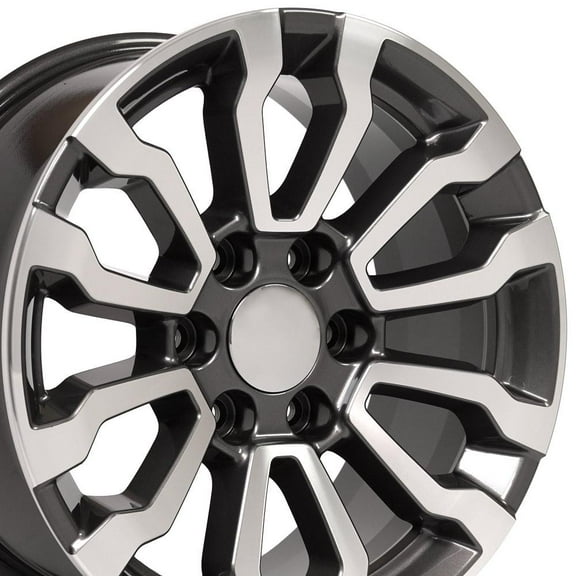 OE Wheels CV35 18 Inch Rims Fit Sierra 1500 AT4 Style 6x139.7 18x8.5 Gloss Gunmetal Machined - Hollander 5909 (Set of 4)