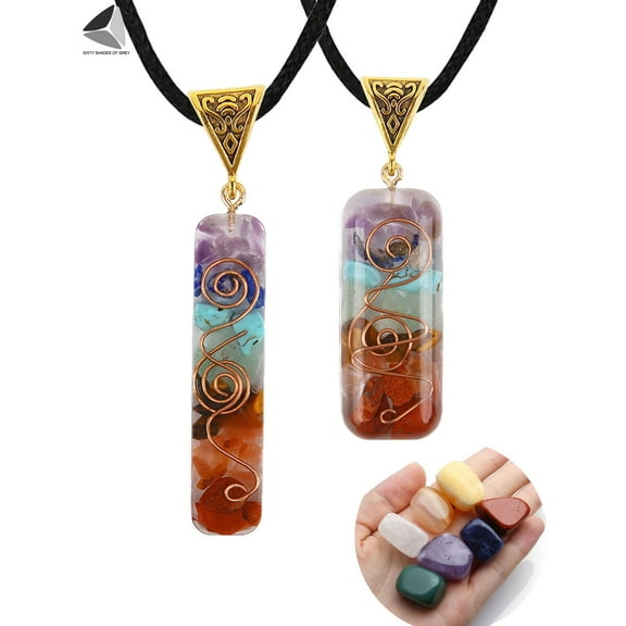 PULLIMORE 2 Pcs 7 Chakra Energy Healing Pendant Necklace for Good Luck, Yoga Meditation, Protection, Spiritual Healing