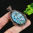 thumbnail image 3 of Natural Copper Blue Turquoise Gemstone Copper Wire Wrap Pendant 2.25, 3 of 3