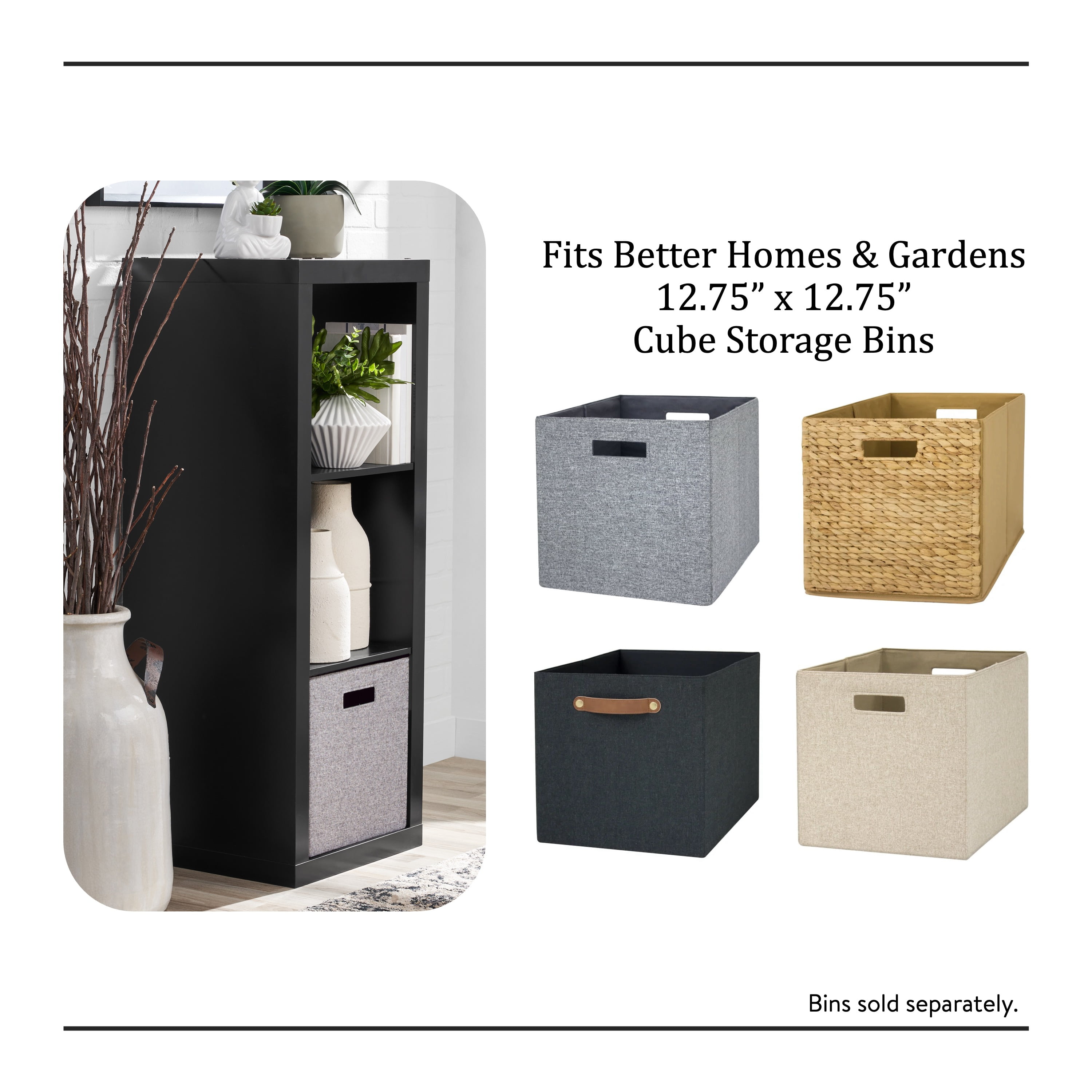 Better Homes & Gardens 3 Cube Storage Organizer, Solid Black