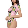 thumbnail image 2 of Balery Panda Avocado Women's Short Sleevee Crew Neck Bodysuit Tops Short Sleeve Tops Basic-Large, 2 of 9