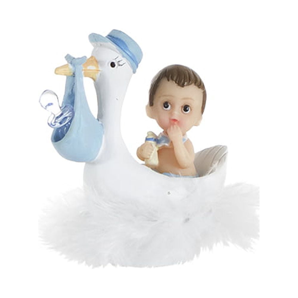 Mega Favors Keepsake Figurine 12 pcs Stock Carrying Pacifier with Baby Boy | Awesome Decorations or Party Favors | for Pregnancy Announcements, Gender Reveals, Birthday and Special Celebrations