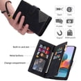 thumbnail image 4 of Wallet Case For iPhone 17 Pro Max, Premium PU Leather Flip Folio Cover RFID Blocking with 9 Card Slots, Zipper Purse Pocket, Hands-Free Kickstand, Magnetic Closure with Wrist Strap,Black, 4 of 9