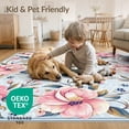 thumbnail image 4 of ODIKA 3'x5' Pink Lattice Scrolled Vintage Boho Trellis Border Damask Scroll Washable Accent Rug None Pet Friendly, Non-Shedding Mat for Bedside, Nursery Room, 4 of 7