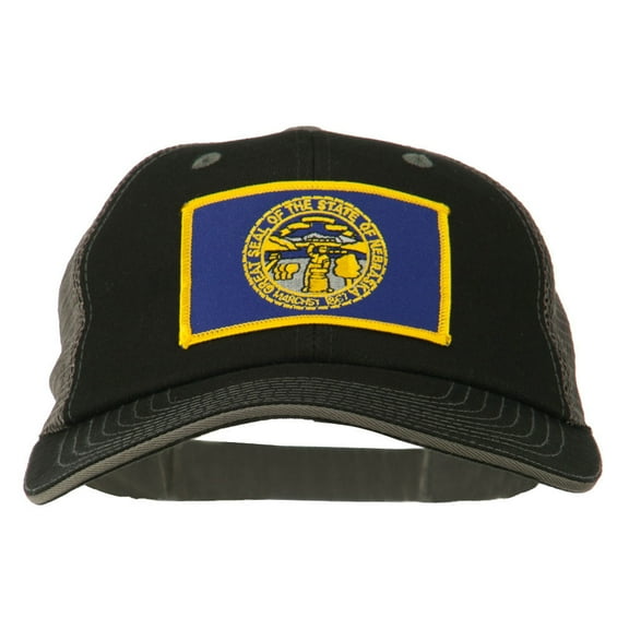 Big Mesh State Nebraska Patch Cap - Black Grey XL-3XL