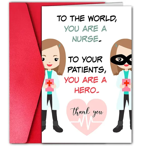Nurse Appreciation Card – "To the World, You Are a Nurse" with Heart Design – Perfect Thank You Gift for Healthcare Heroes – Includes Red Envelope