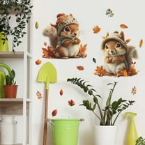 Hometravel Cartoon Squirrel with lnut Wall Stickers, Removable Autumn Themed Vinyl Decals, Self-Adhesive Art for Bedroom, Living Room, Home Wall Decor