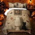thumbnail image 2 of Erosebridal Kawaii Ghost Quilt King, Happy Halloween Butterfly King Coverlet Set for Boys Girls, Beige Black Warm Brown, 3-Piece 1 Bedspread and 2 Pillowcases, 2 of 7