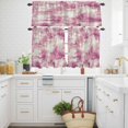 thumbnail image 3 of Pink Kitchen Curtains Valances and Tiers Set of 3 Modern Abstract Gradient Pink Geometric Texture Tier Curtains and Valance with Rod Pocket for Small Windows, 27.5"x24", 3 of 9