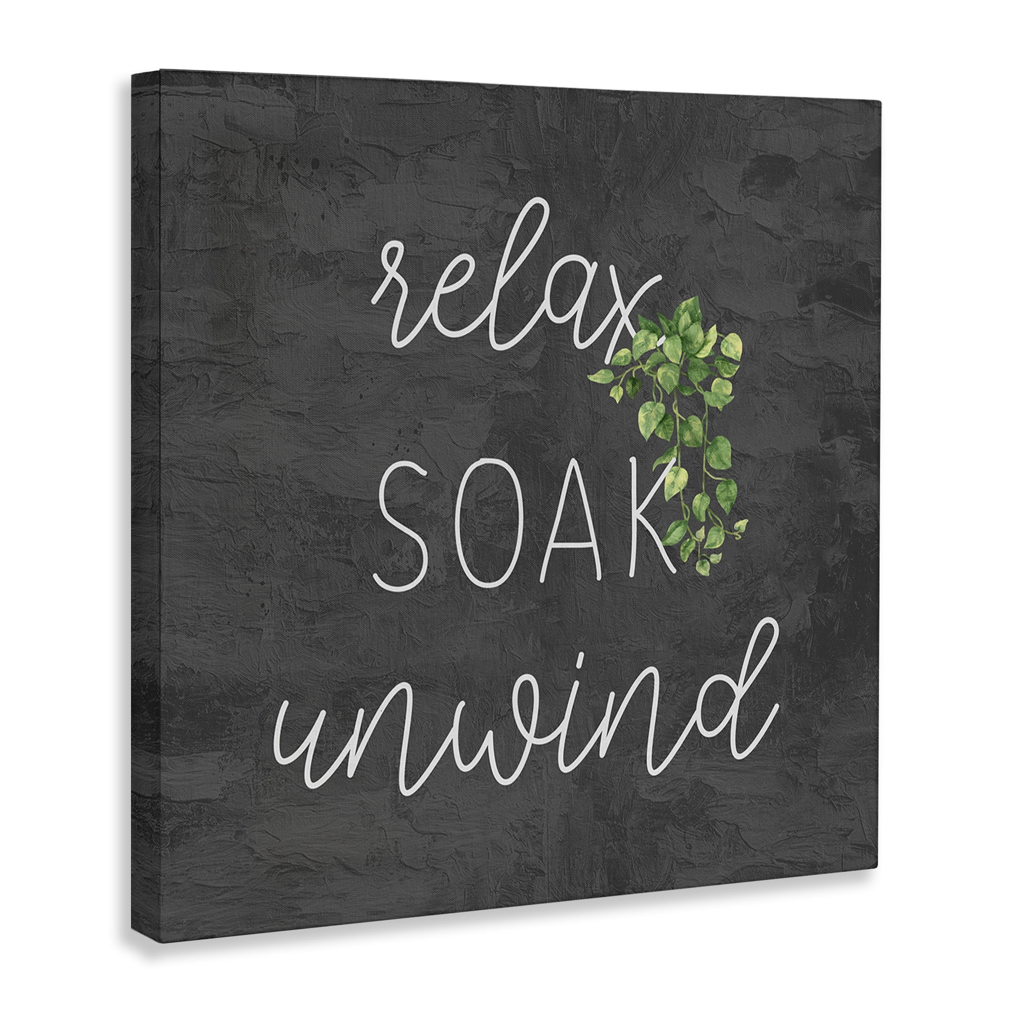 Stupell Industries Relax Unwind with Botanicals Bath & Laundry Painting Wrapped Canvas Art Print Wall Art, 30 x 30