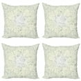 thumbnail image 1 of Ambesonne Nature Throw Pillow Cover 4 Pack, Doodle Garden Flowers, 20", Pale Green Fern Green, 1 of 2
