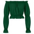 thumbnail image 2 of Loopsun Womens Fall Tops, Long Sleeve Cropped Shirts for Women, Women's Fashion Casual Off Shoulder Solid Long Sleeve Blouse Shirt Tops Green, L, 2 of 4