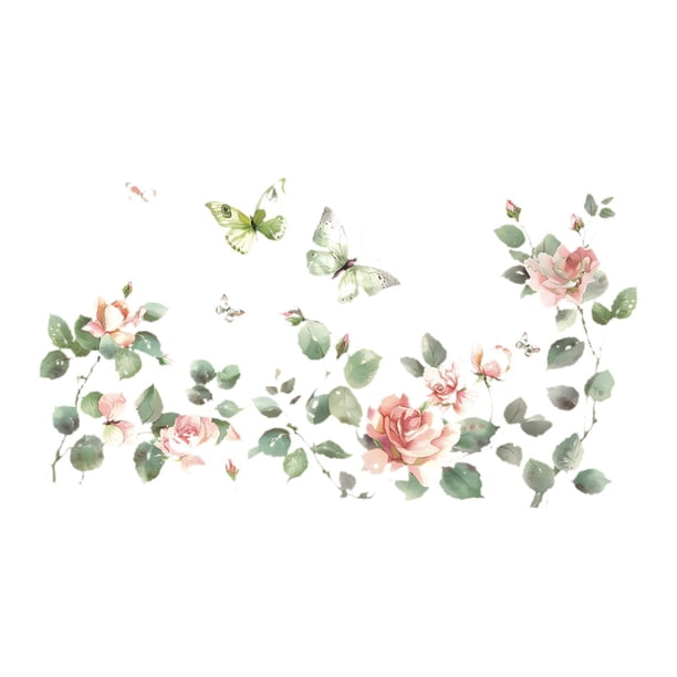 Calcomanía para paredes de flores, accesorios, papel tapiz, planta elegante, pegatina de pared, pegatina de pared para guardería, sala de estar, sala