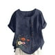 thumbnail image 1 of Vestidos Casuales Para Mujer, Blusas De Mujer De Moda Blusa informal de lino con cuello redondo, manga corta y botones para mujer, 1 of 4
