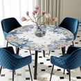 thumbnail image 5 of Elastic Fitted Round Tablecloth, Blue Coastal Waterproof Stretch Table Cover for 36"-44" Tables, Summer Beach Starfish Nautical Eucalyptus Ocean Washable Outdoor Tablecloths for Patio, Picnic, 5 of 9