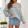thumbnail image 2 of DHFJKG Batwing Long Sleeve Sweaters Women Off Shoulder Knitted Pullover Soft Casual Loose Fit Fashion Spring Fall Outfits Comfortable Tops, 2 of 6
