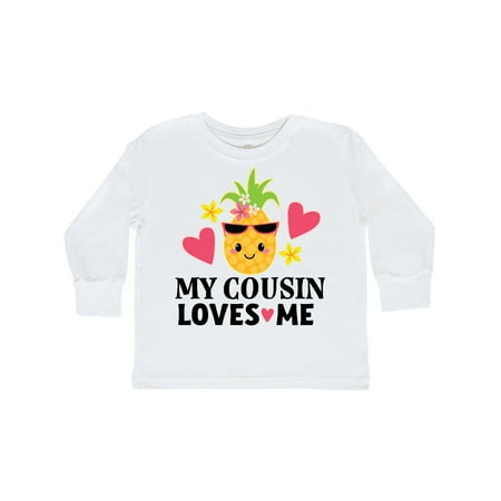 

Inktastic My Cousin Loves Me Pineapple Gift Toddler Toddler Girl Long Sleeve T-Shirt