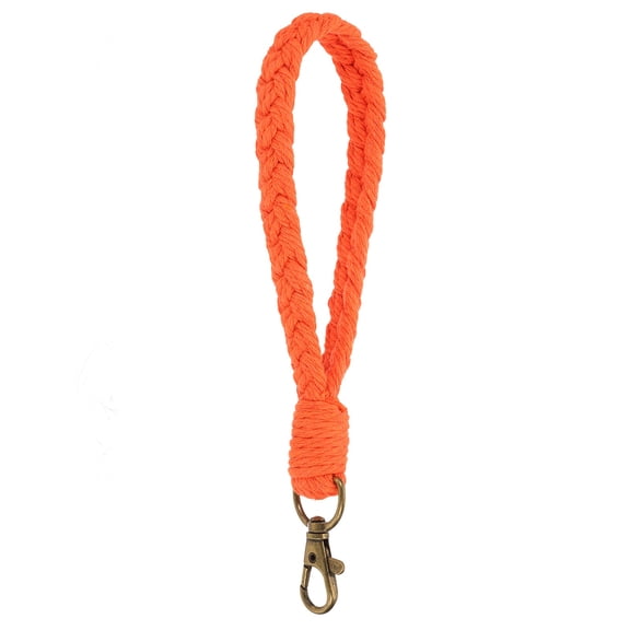 Uxcell Boho Handmade Bracelet Keychain, Soft Macrame Keychain for Gym Travel Concerts, Orange