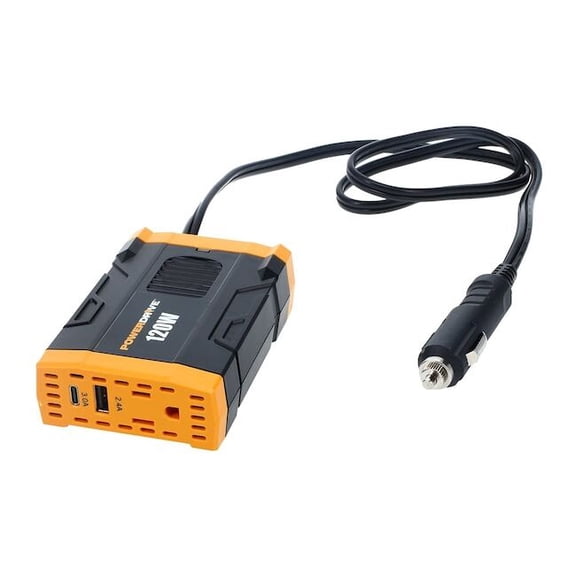 PowerDrive PWD120 12V 120W Continuous Power Inverter 3-Prong AC Outlet Dual Ports