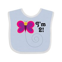 Inktastic 2nd Birthday I'm Two Girls Butterfly Girls Baby Bib
